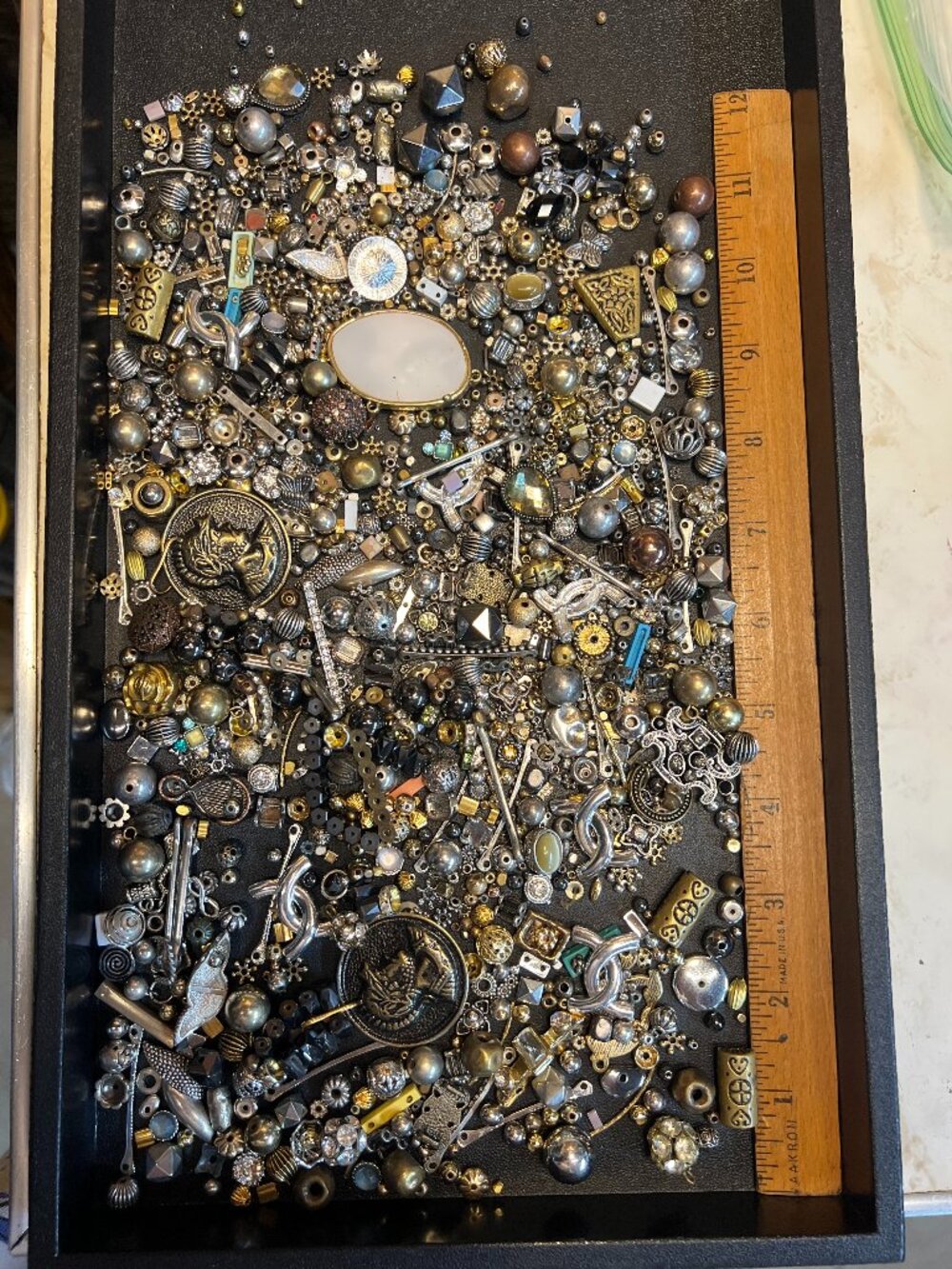 1lb metal or metallic bead mix Lot 4